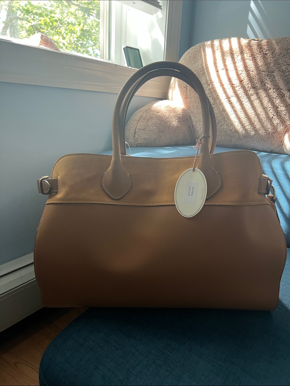 Classic Tan Leather Satchel - Unbranded